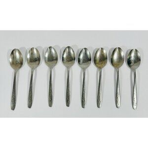 Silco Stainless Mardi Gras 8 Piece Tea Spoon Set Stainless Steel 1960s Vintage